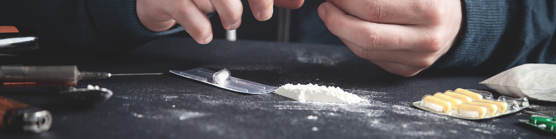 Drug addict taking cocaine Addiction