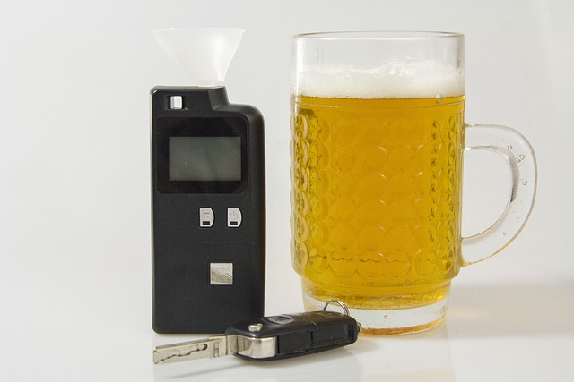 beer, breathalyzer, and car key